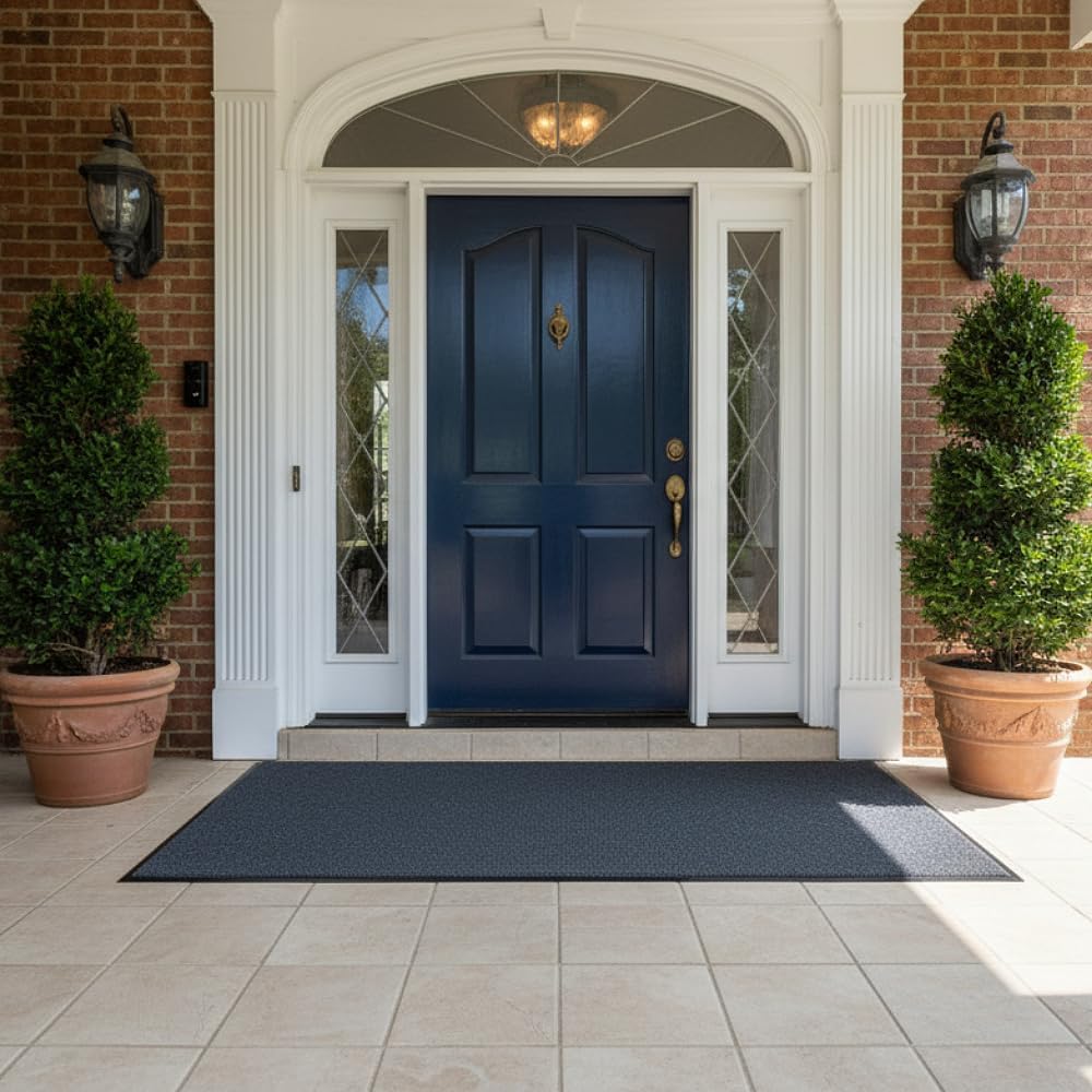 Japard Commercial Entrance Front Door Mat, 3 ft x10 ft 8mm Doormats Indoor Outdoor Washable Entry Rug Hallway Balcony Garage Gray
