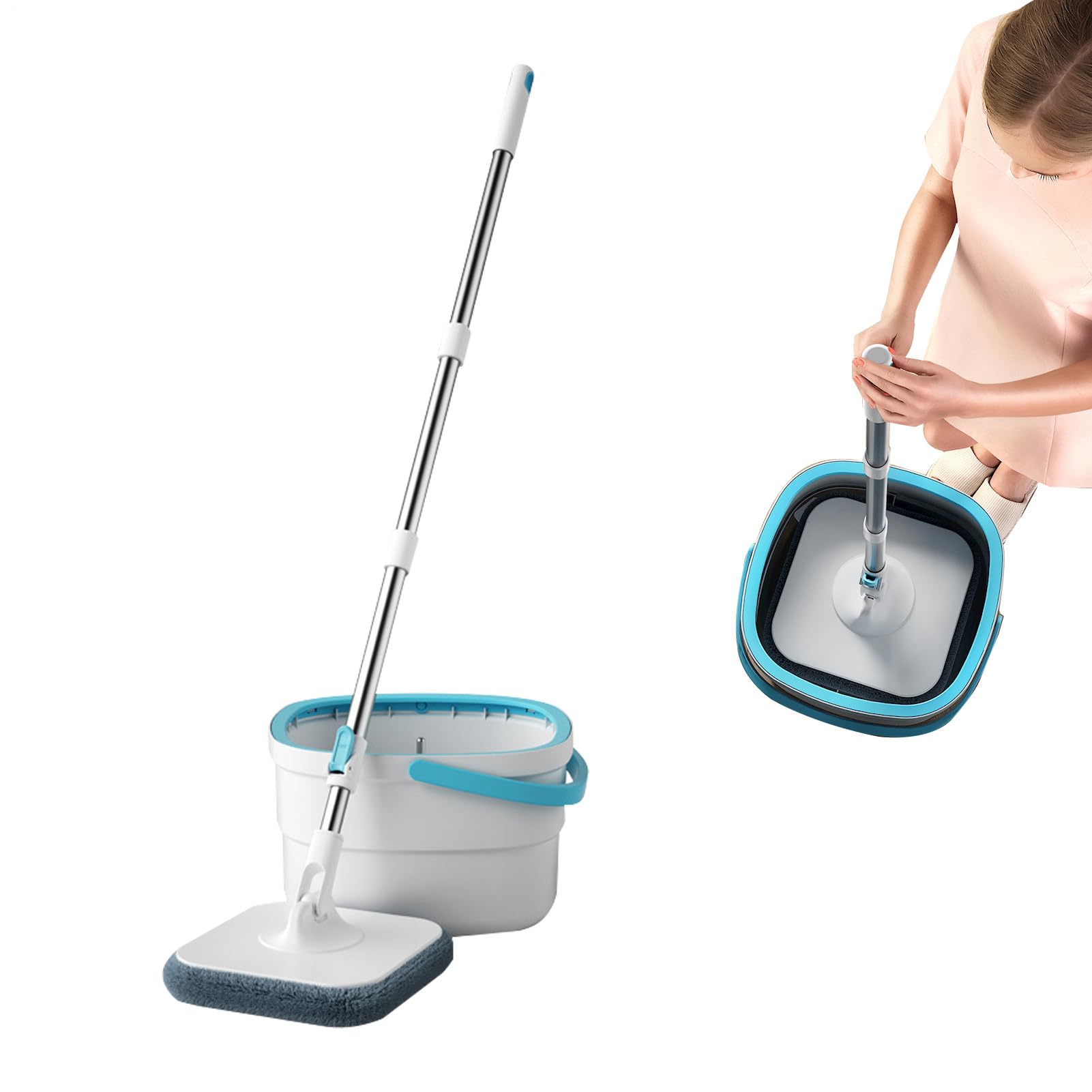Fregona Y Cubo Utensilios De Limpieza del Hogar para Suelos | Cubo Con Escurridor Para Fregona Para Dormitorio, Comedor, Cocina, Baño, Estudio Y Para Suelos De Madera Dura