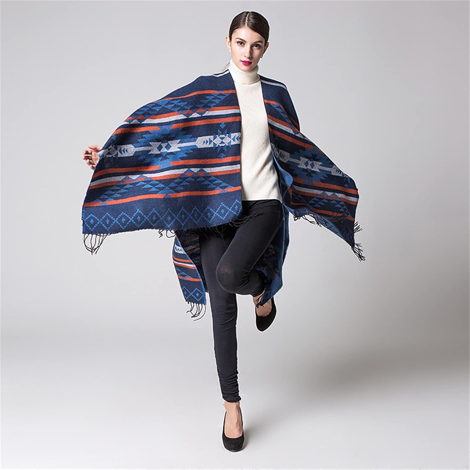 [COPBOR] ストール 大判 レディース 女性の冬の暖かいカーディガン ポンチョ ケープ マフラー ショールポンチョ