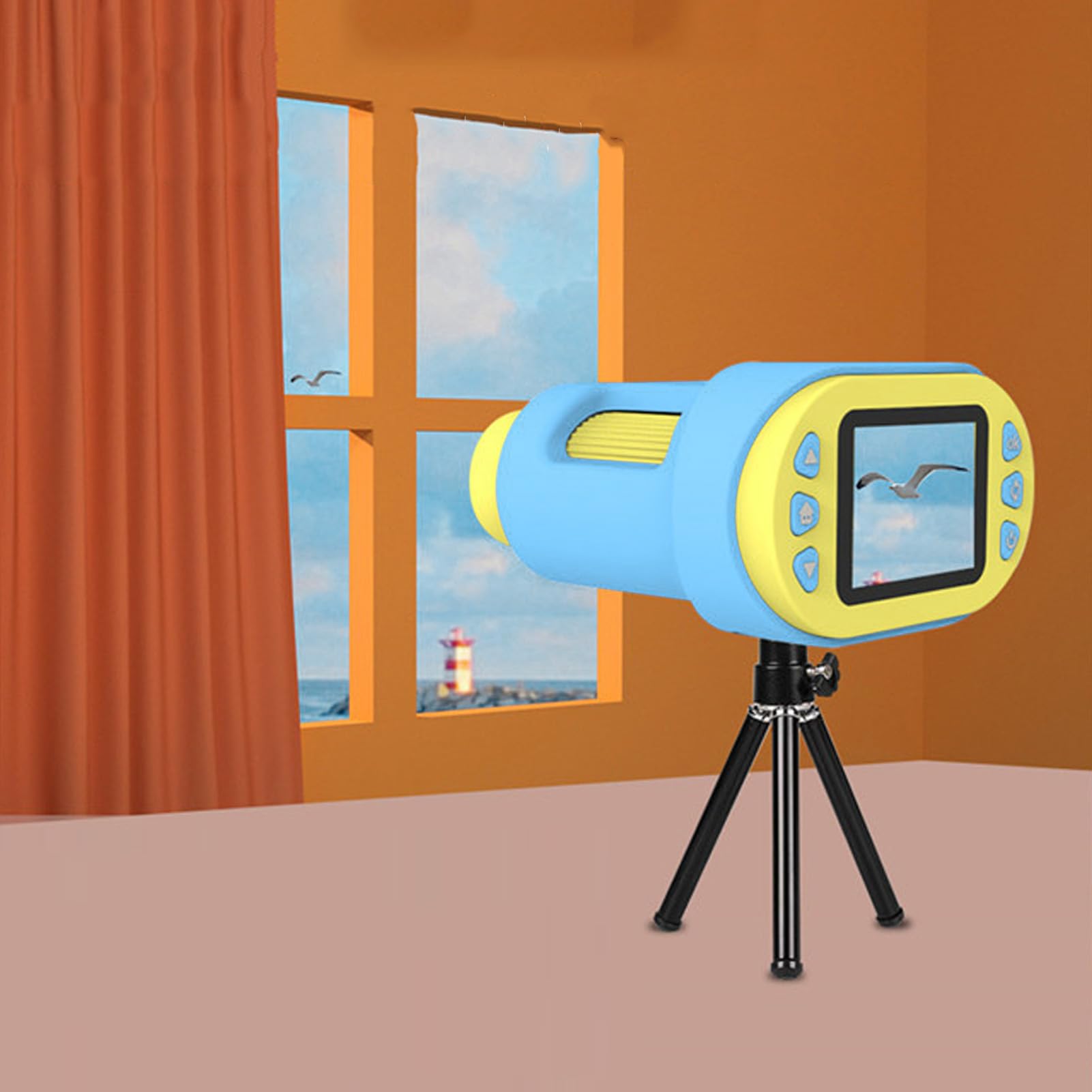 Mikroskop Cyfrowy z Podwójnym Obiektywem i Powiększeniem 1000X dla Dzieci, Zabawkowy Aparat Naukowy 1080P ze Statywem, 6 Slajdów w Zestawie (BLUE)