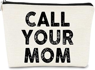Call Your Mom Funny Preppy Makeup Bag,Back To School Season Gift Cosmetic Bag Graduation Gifts College Freshman Gift, Graduation Gift, for Daughter, Son Gifts
