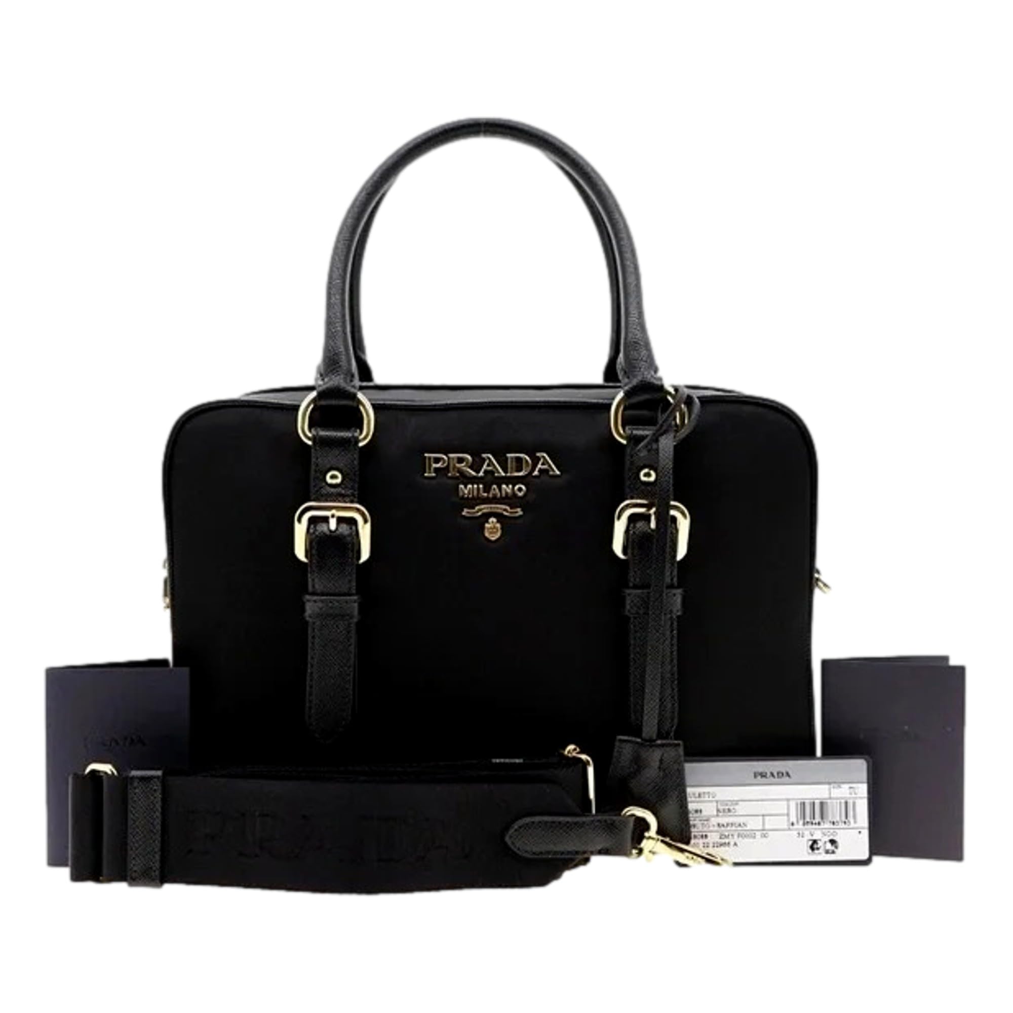 Prada Black Nylon Saffiano Satchel Shoulder Bag