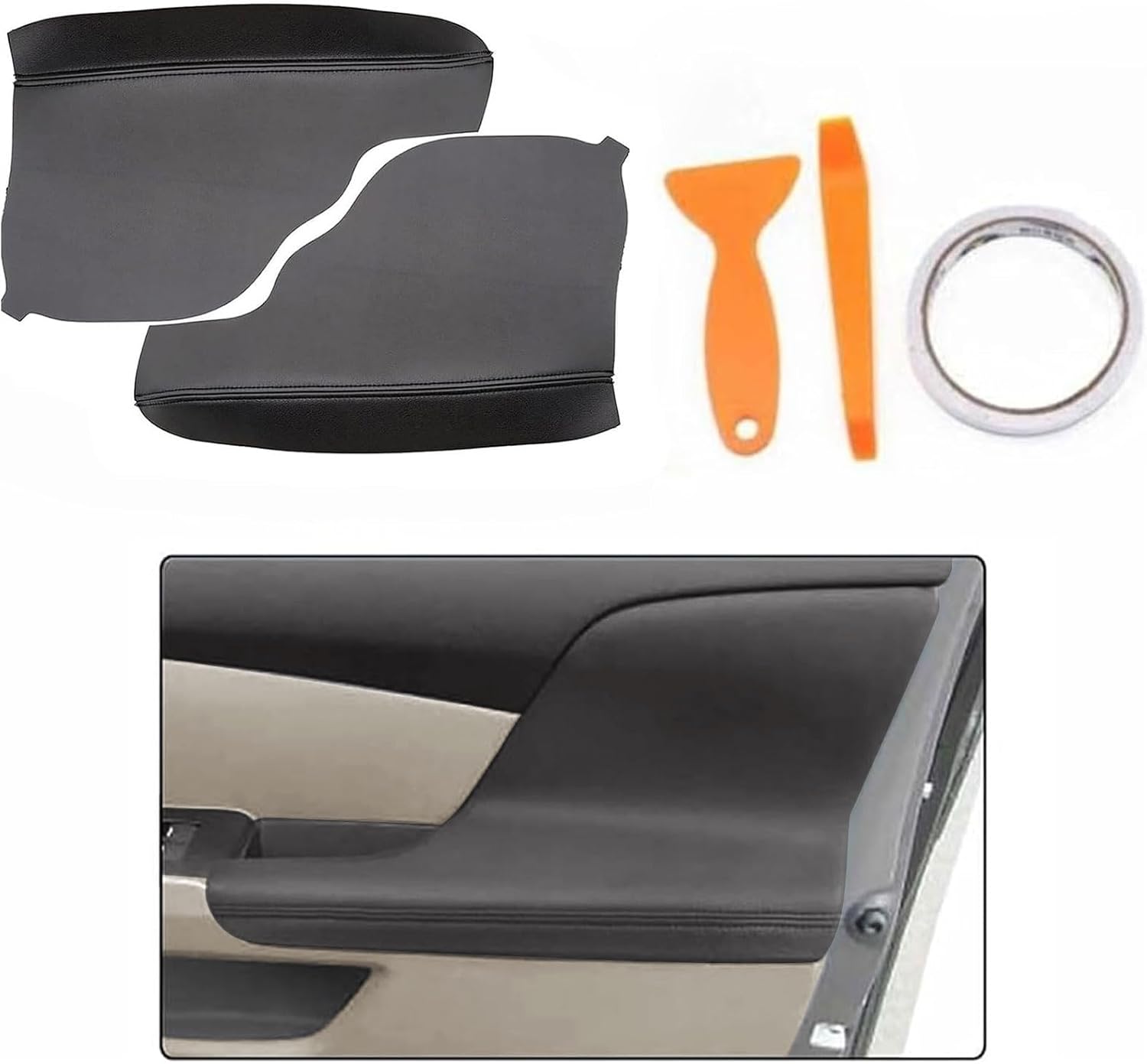 FZJDSD 2pcs Black Auto Door Panel Armrest Cover Replacement Compatible with Honda Odyssey 2011 2012 2013 2014 2015 2016 2017 Microfiber Leather Car Door Armrest Replacement Anti-Scratch