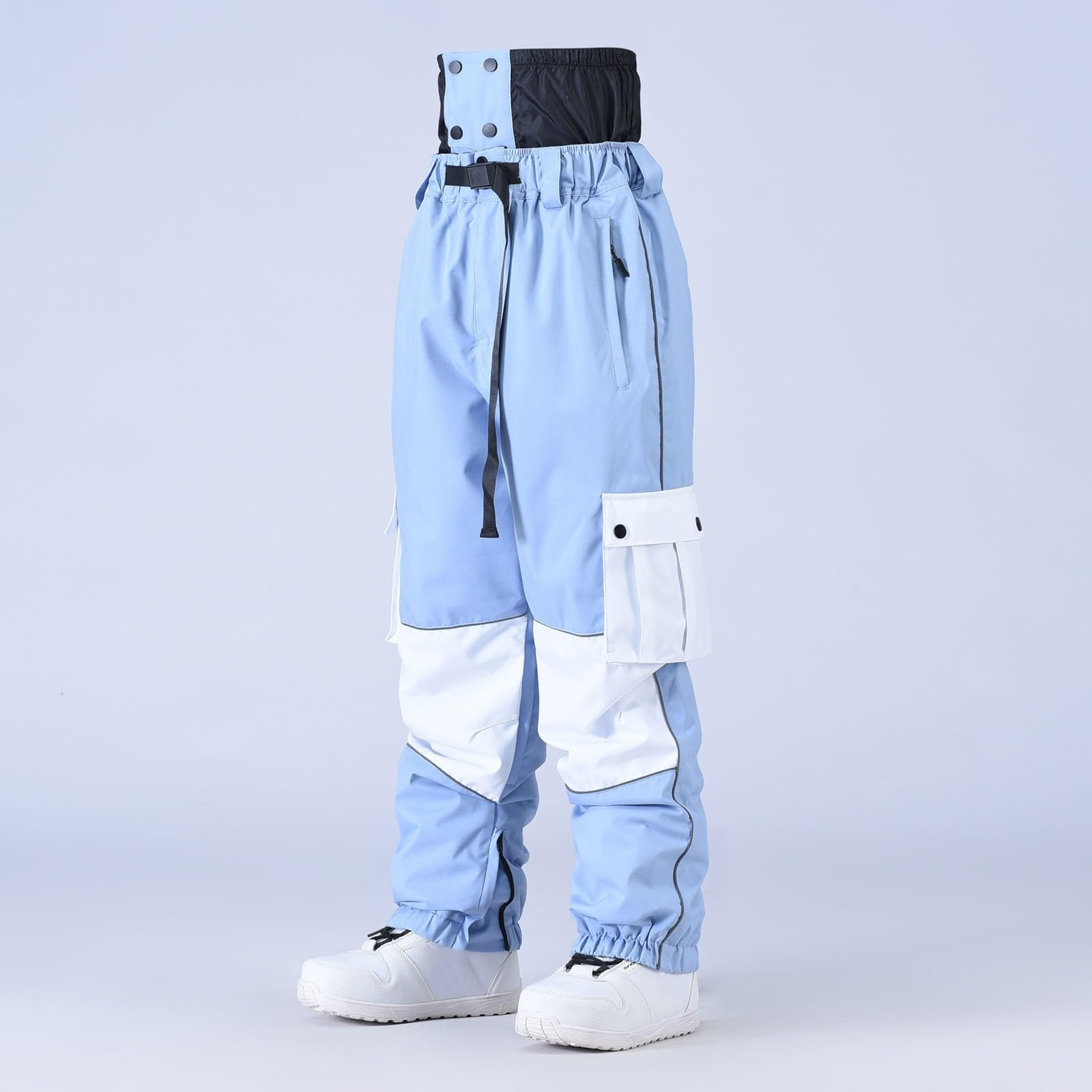 Pantaloni Sci Uomo Freddo Baggy Snowboard Pants con Tasche Multiple Pantalone Neve Impermeabili Caldo Softshell Montagna Antivento Salopette