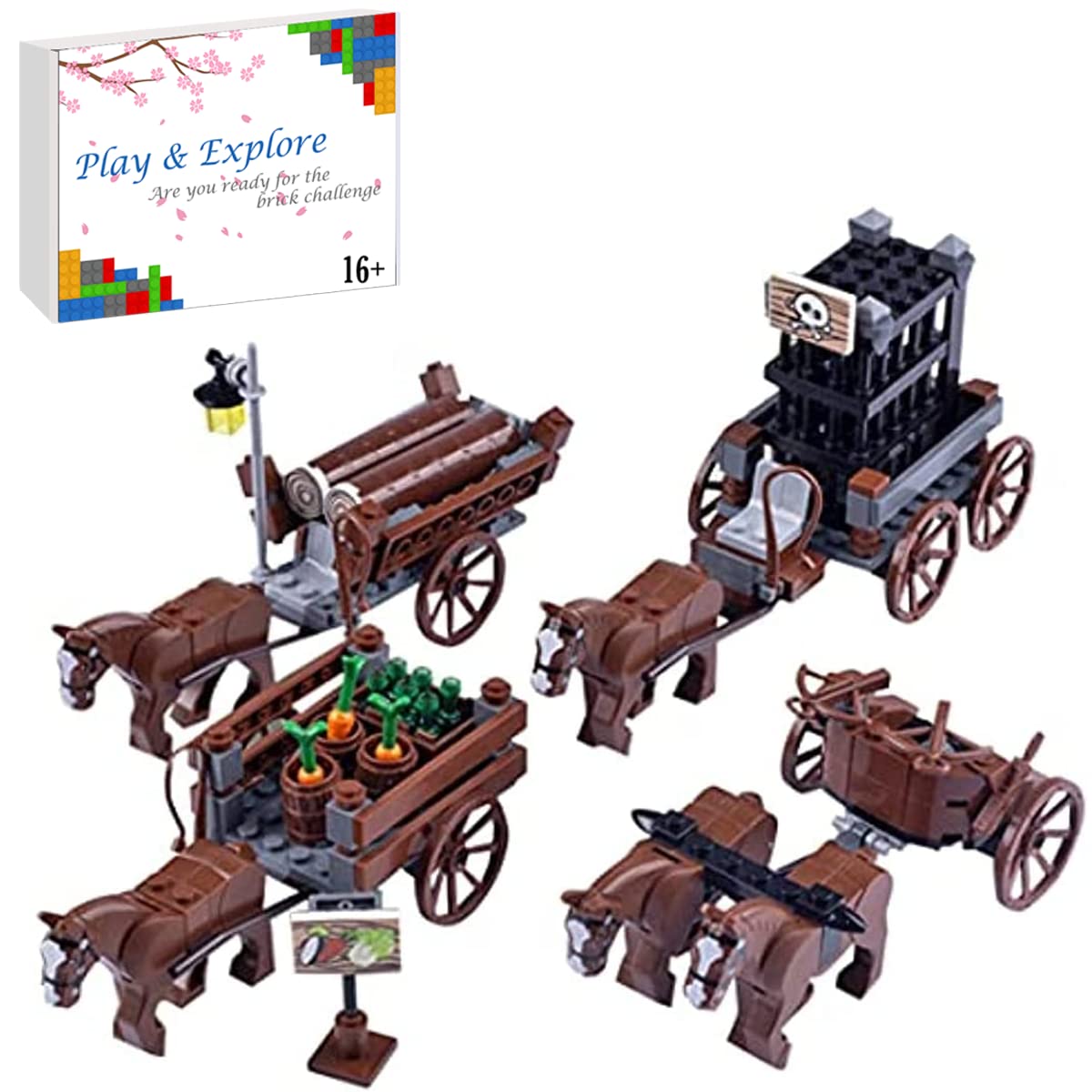Amazon.co.jp: JOMIOD 中世フィギュア 馬車組み立てキット