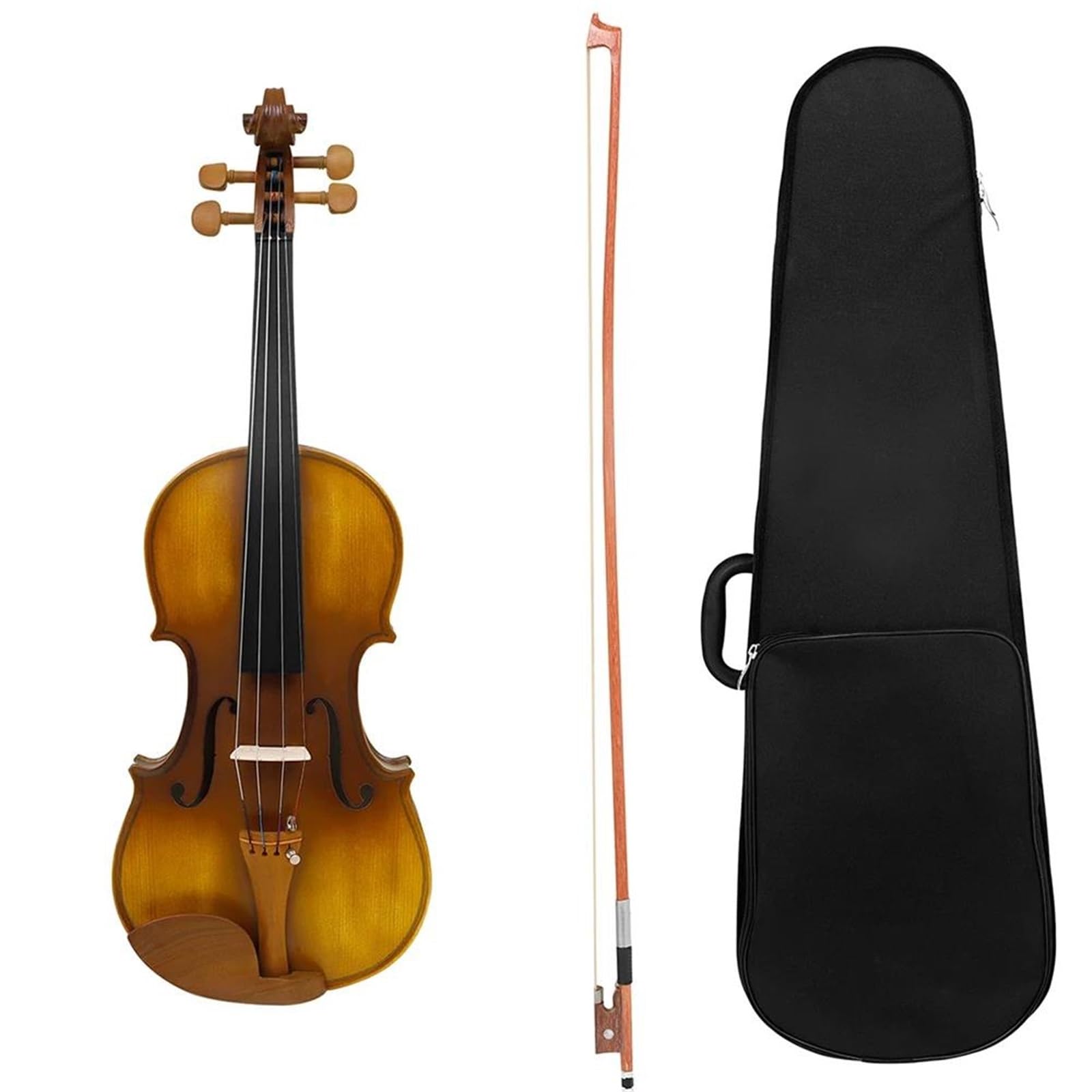 Violín Violín 4/4 Tapa De Pícea Acabado Con Rayas Tigre | Adecuado para principiantes y jugadores profesionales.(Violin Set 2)