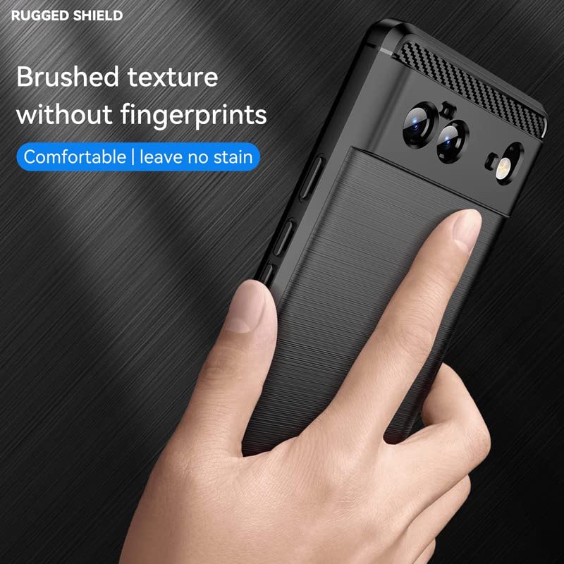 Image of NPRC Hybrid Ultra Slim Protective Case TPU Non-Slip Carbon Fiber Texture Shockproof Case Cover for Google Pixel 6 - Black