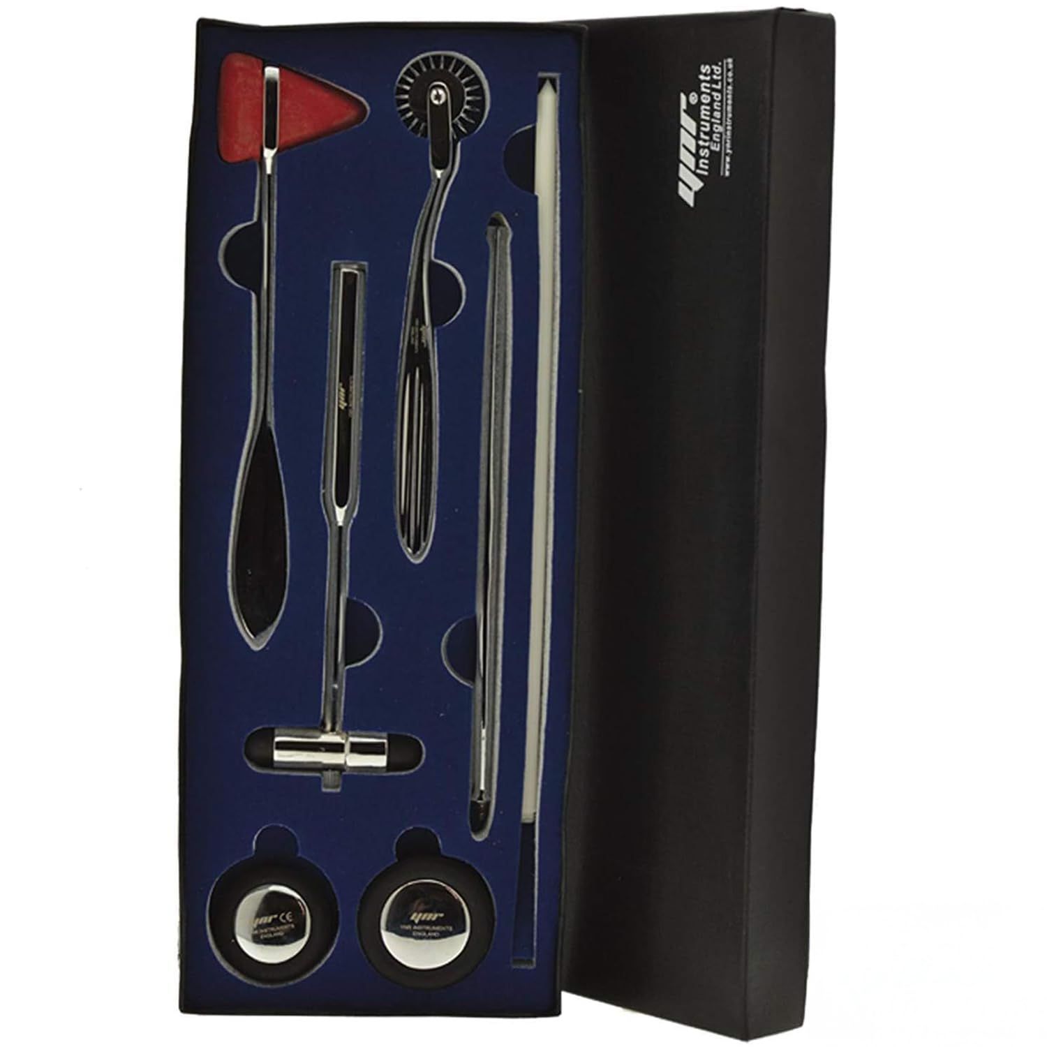 Ynr Angleterre Tromner Neurologique Reflex Hammer 5 Piece Ensemble avec Boîte - Wartenberg Roulette, Buck Hammer, Taylor Queen Place et Babinski