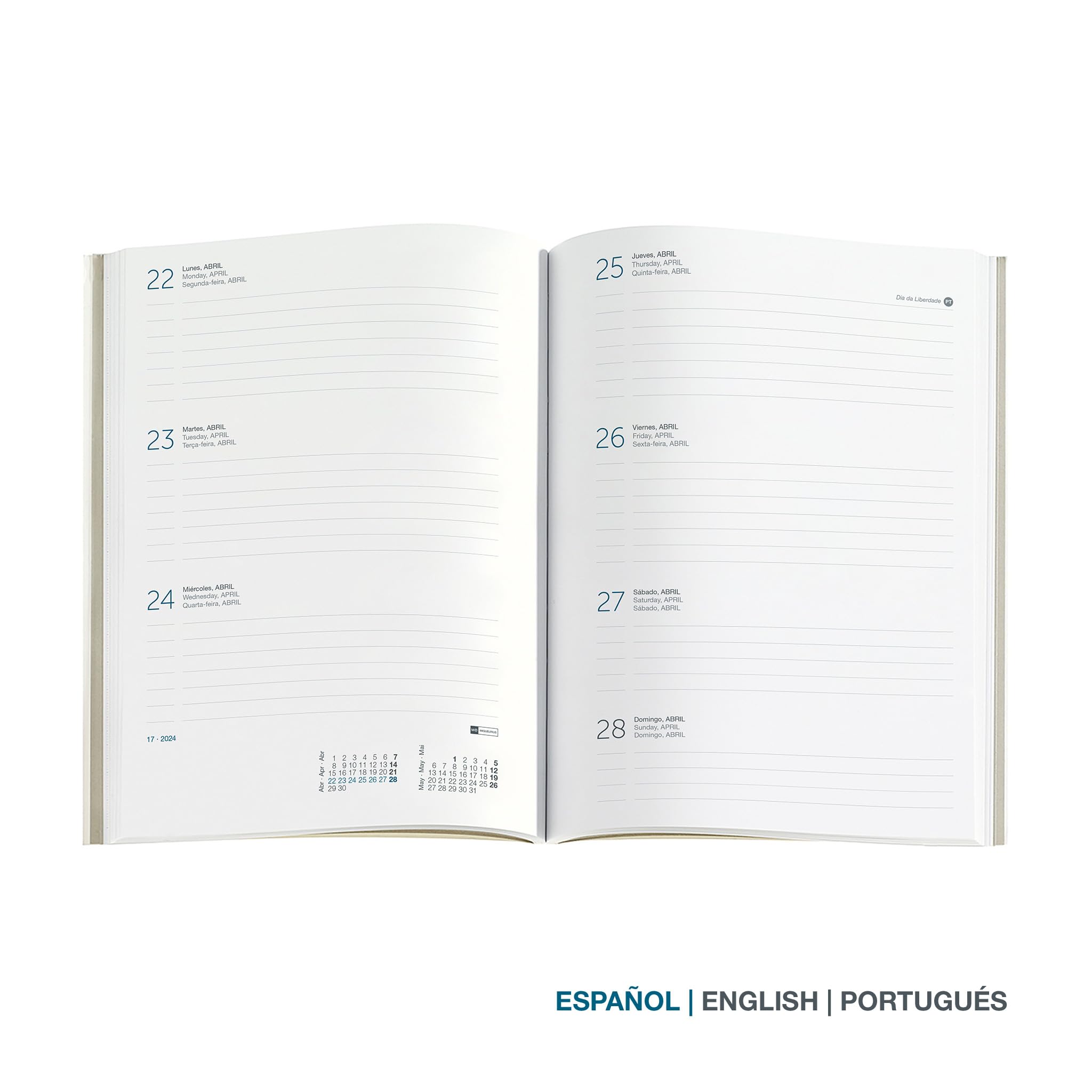 Miquelrius, Annual Diary 2024, Week to View, Plus Size 155 x 213 mm (similar A5), Hard Cover, Stitched Binding - Image 2