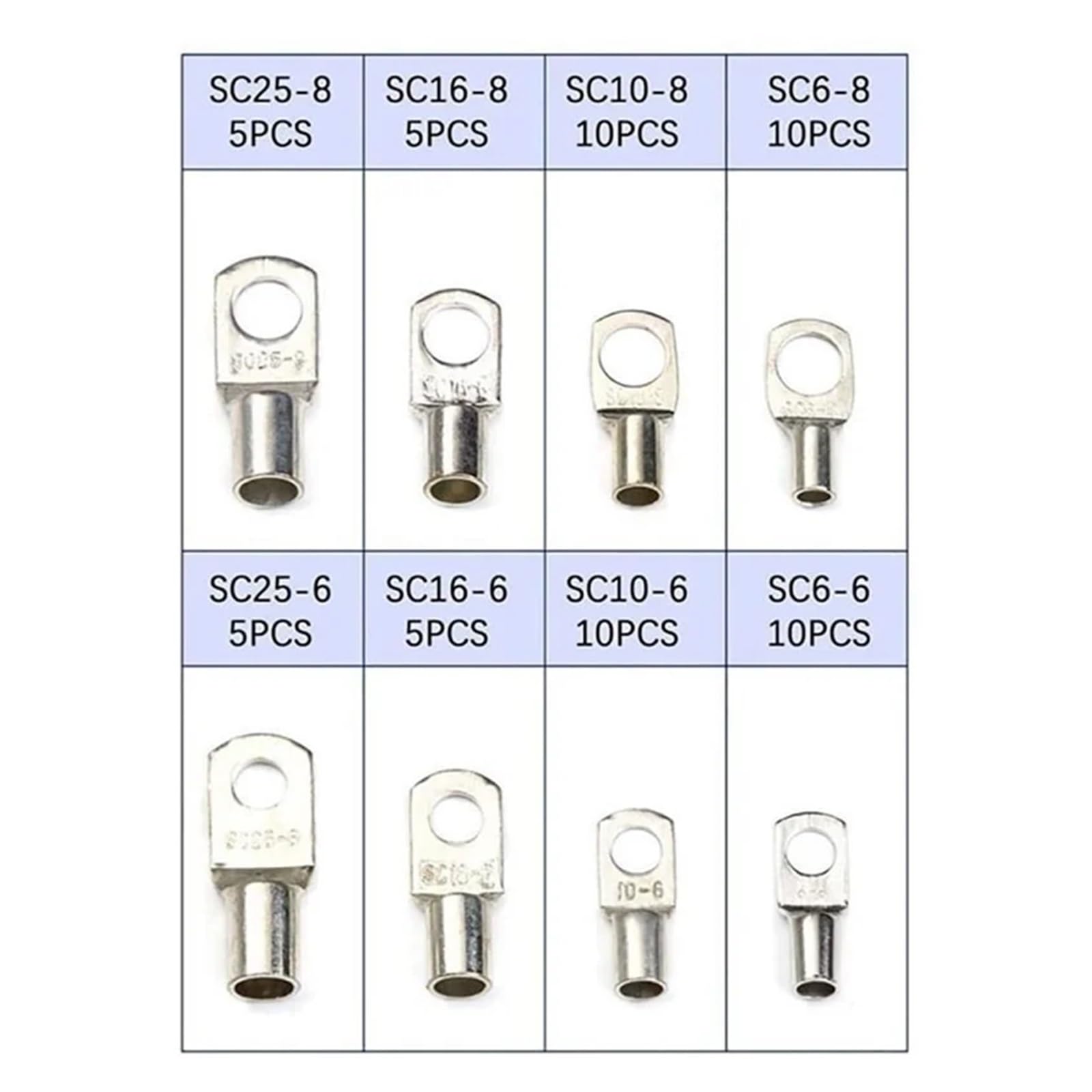 60 teile/satz Draht Terminals Kabel Auto Terminals Auto Kupfer Ring Terminals Kupfer/Silber Draht Stecker Zubehör(60pcs Golden HX-50B)