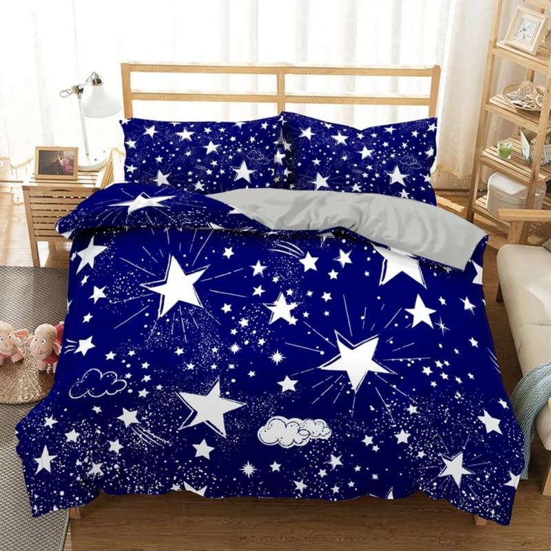 Housse de Couette 140x200 Étoiles Marines en Microfibre avec 2 Taies d'Oreiller