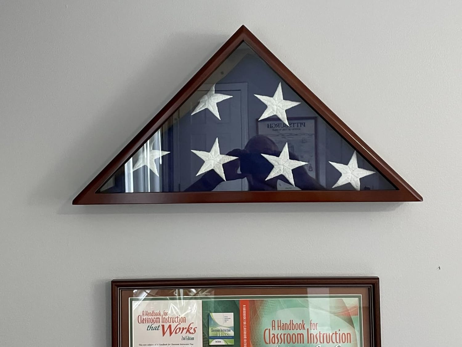 Solid Wood Memorial Flag Case Frame Display Case for 5x9.5' Flag Folded. for Funeral or Burial Flag, FC60-MAH