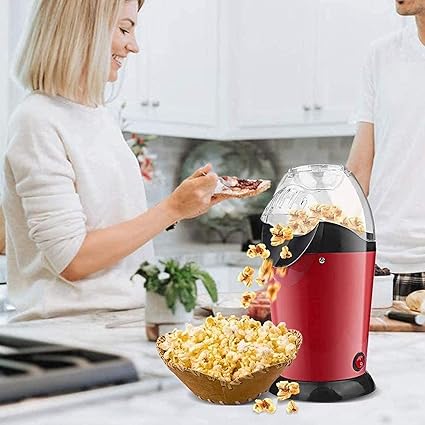 Zorzel Popcorn Machine Portable Electric Popcorn Maker Home Round/Square Hot Air Popcorn Making Machine Kitchen Desktop Mini Diy Corn Maker 1200W Popcorn Maker Machine