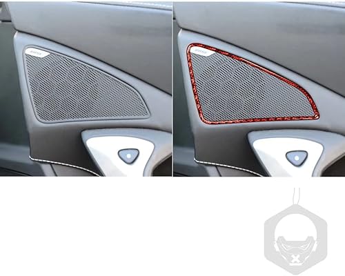 Miniatura 3 de UOADA Juego de 3 piezas de fibra de carbono roja Accesorios para el interior del coche Cubierta del altavoz Trim para Chevrolet Corvette C7
