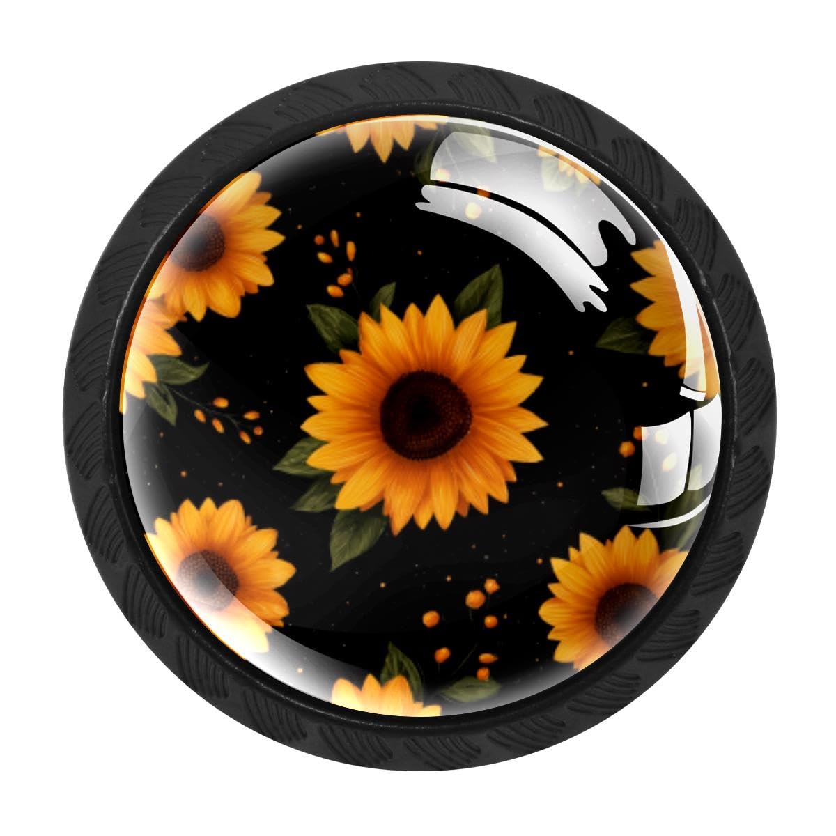 HEOEH 4 PCS Kitchen Cabinet Knobs, Sunflower Drawer Knobs Dresser Handles