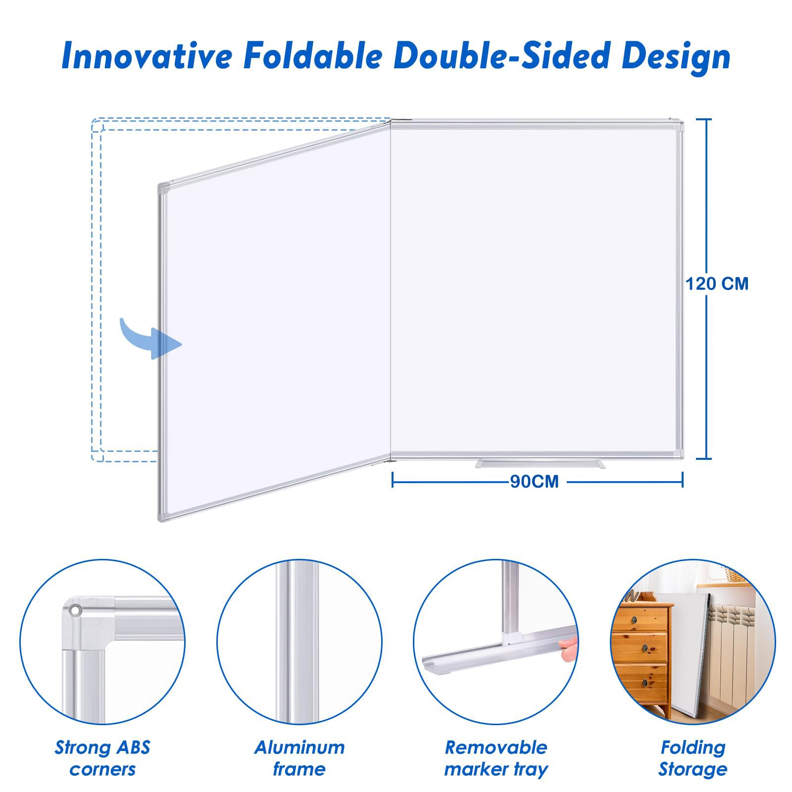 Maxtek Lavagna Magnetica da Parete 180 x 120 cm, Grande Lavagna Cancellabile, Cornice in Alluminio, Whiteboard con Porta-pennarelli, Bacheca con Accessori Facile da Montare per Ufficio, Scuola, Casa