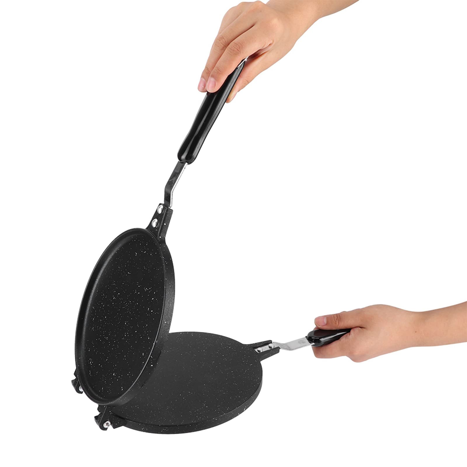 Molde para hacer gofres redondo de primera calidad, herramienta para hornear de cocina antiadherente para cocineros caseros, aluminio negro, 15,4x6,7x0,8 pulgadas