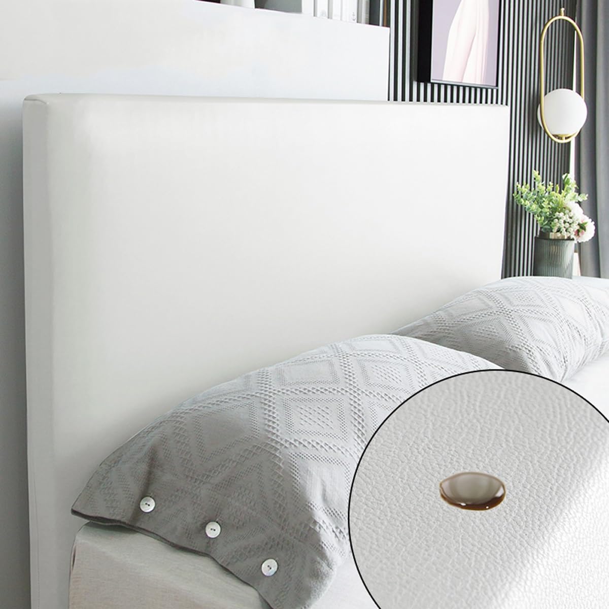 Copri Testiera Letto Matrimoniale/Singolo/Una Piazza E Mezza Imbottito Tessuto,Copri Testata Letto Copertura Per Testiera Per Letto Fodera Elastica Velluto Protezione ( Color : Light gray , Size : 220