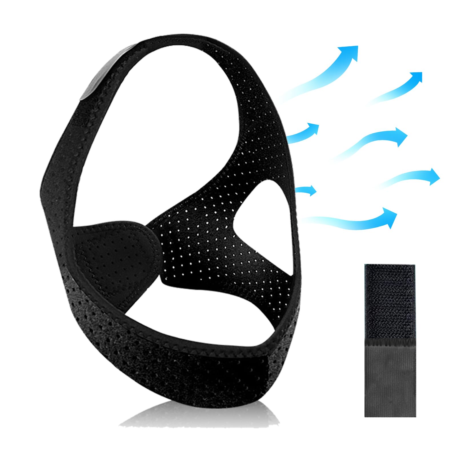 Anti Snoring Devices,Chin Strap for Sleeping,Breathable Snoring Solution,Adjustable Stop Snoring CPAP Chin Strap for Men and Women,Comfortable Sleeping - Black