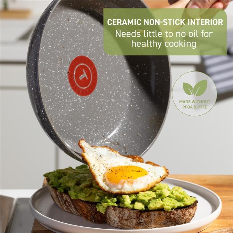 Miniatura 2 de T-Fal Revive - Sartén antiadherente de cerámica de 12 pulgadas, apta para horno hasta 350 F, mango que se mantiene fresco, granito gris