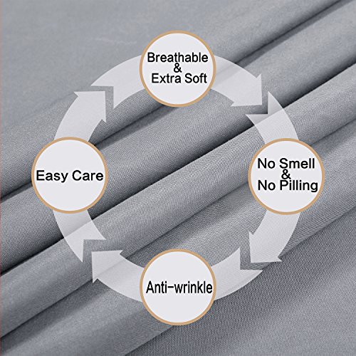 Image of 4 Piece Bed Sheet Set (Full,Silver Gray) 1 Flat Sheet,1 Fitted Sheet and 2 Pillow Cases,Brushed Microfiber Luxury Bedding with Deep Pockets
