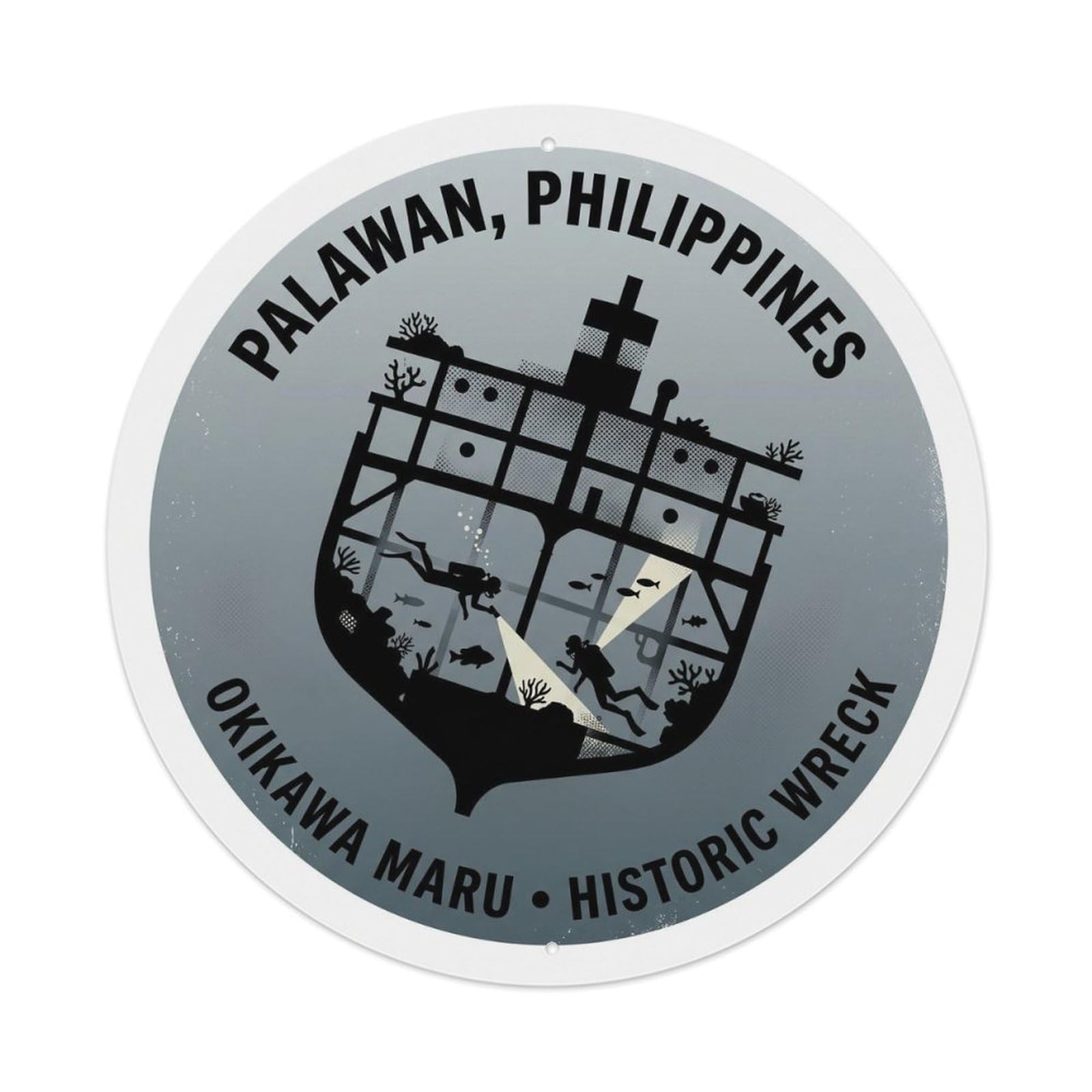 Odgynaw 8X8inch(20X20cm) Palawan Okinawa Maru Wreck Shipwreck Diving Coral Reef Metal Tin Sign
