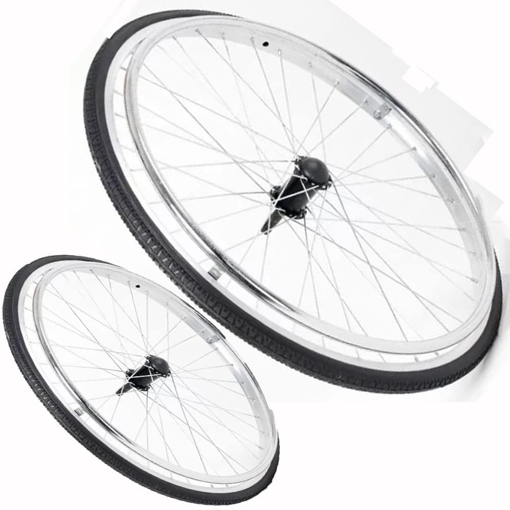 Rueda Trasera para Silla De Ruedas, Ruedas Traseras Accesorio Ruedas De Repuesto No Inflable Neumático Sólido, 24 X 1 3/8 Eemplazo De Rueda Gris/Negro (Color : Black, Size : 2 Pieces)