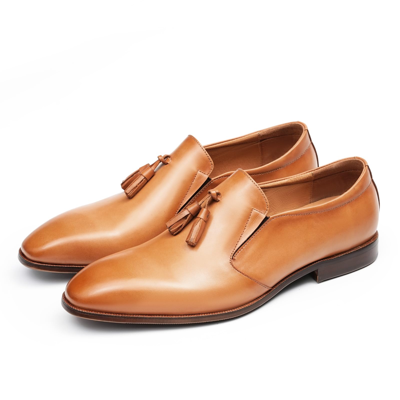 Mocasines Casuales con Borlas para Hombre Zapatos Bajos Slip On en Cuero Genuino