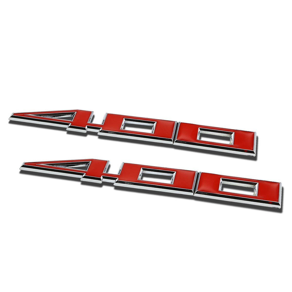 Auto Dynasty 2 x Metal Emblem Decal Logo Trim Badge 400 (Red & Silver)