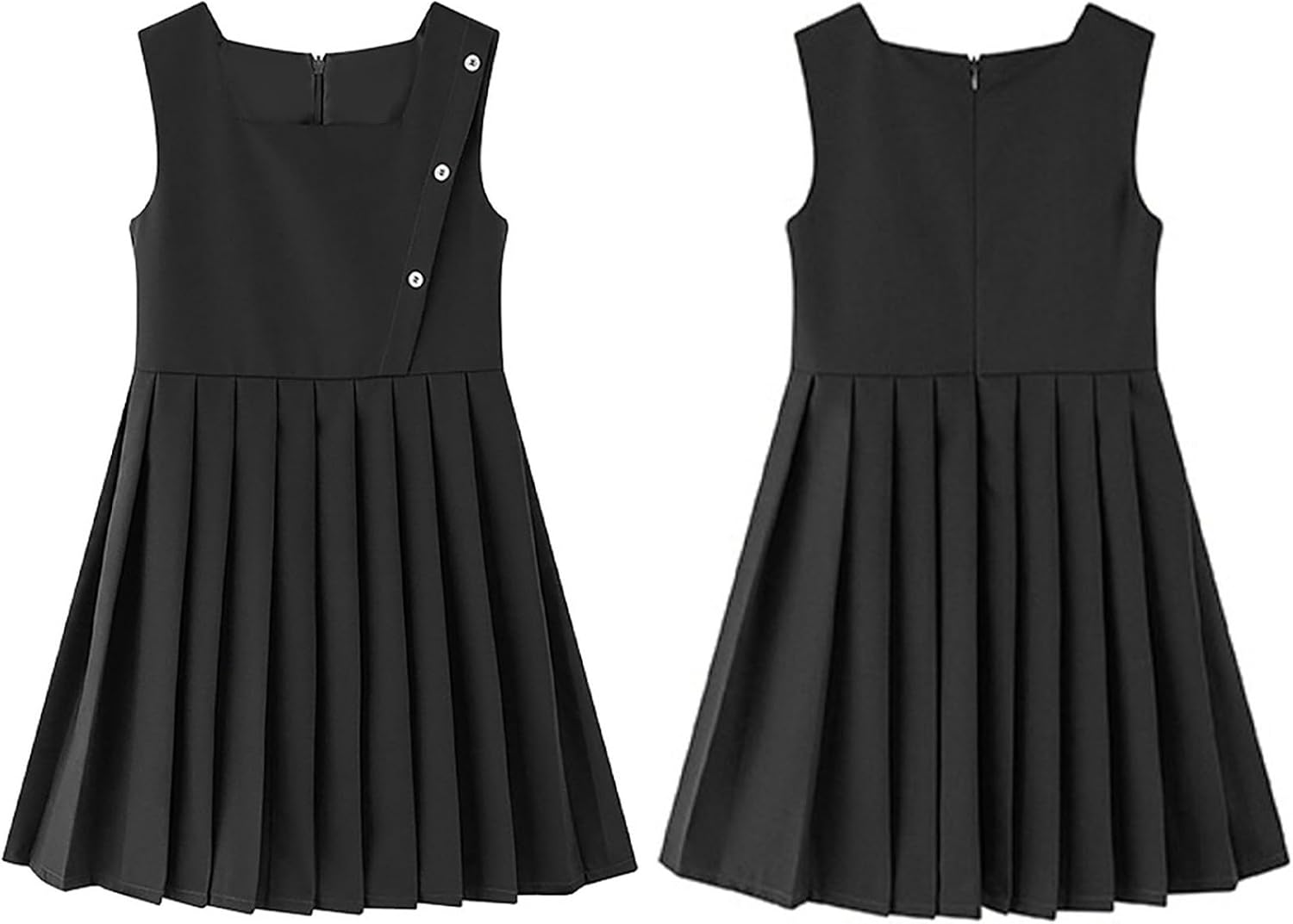 Linjinx Kids Girls' School Uniform Pleated Jumper Dress Cute Pleated Knee Length Sleeveless Preppy Jumper Dress