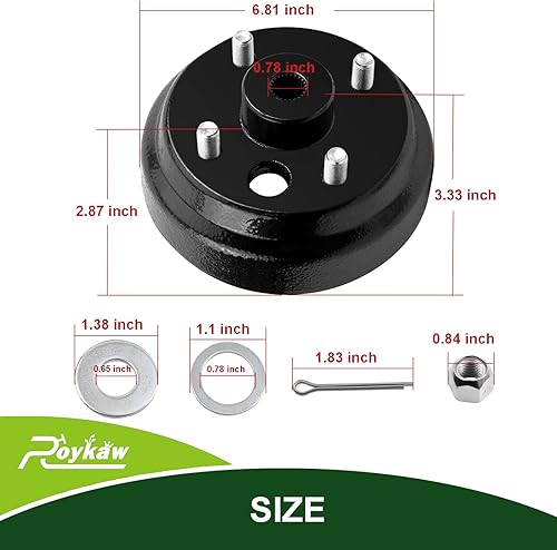Miniatura 6 de Roykaw EZGO TXT - Conjunto de tambor de freno y buje con tuercas de llanta para modelos eléctricos de 1982 a 1993 y carrito de golf de 2 ciclos a