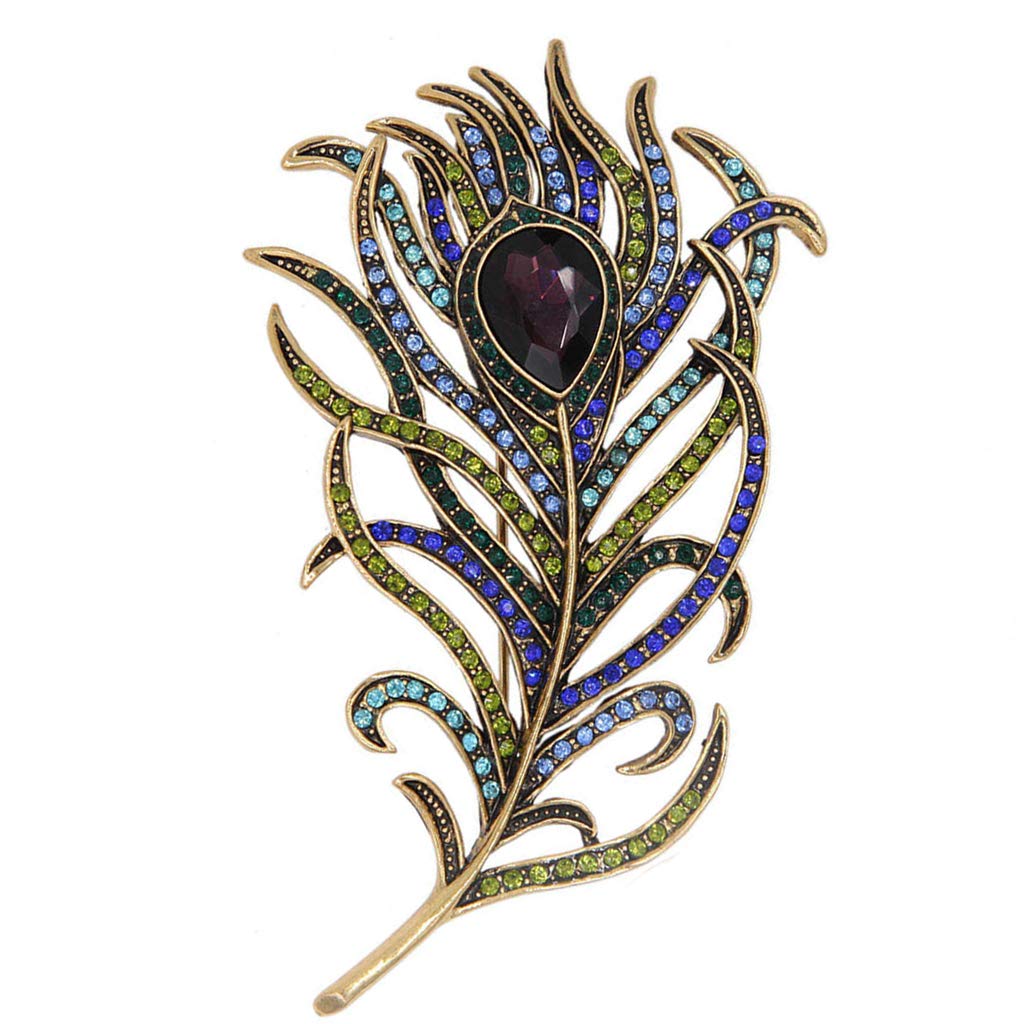 Broche plume pendentif mode pour robe de mariage 11x6 cm