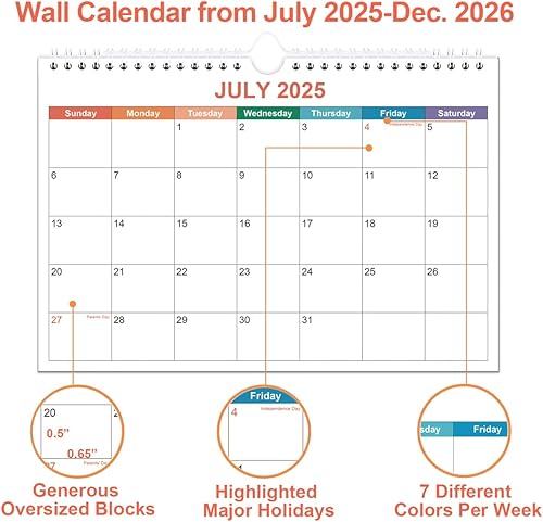 Miniatura 2 de Mini calendario de pared 2024-2025  Pequeño calendario 2024-2025 de enero de 2024 a junio de 2025, calendario pequeño de 18 meses con papel de