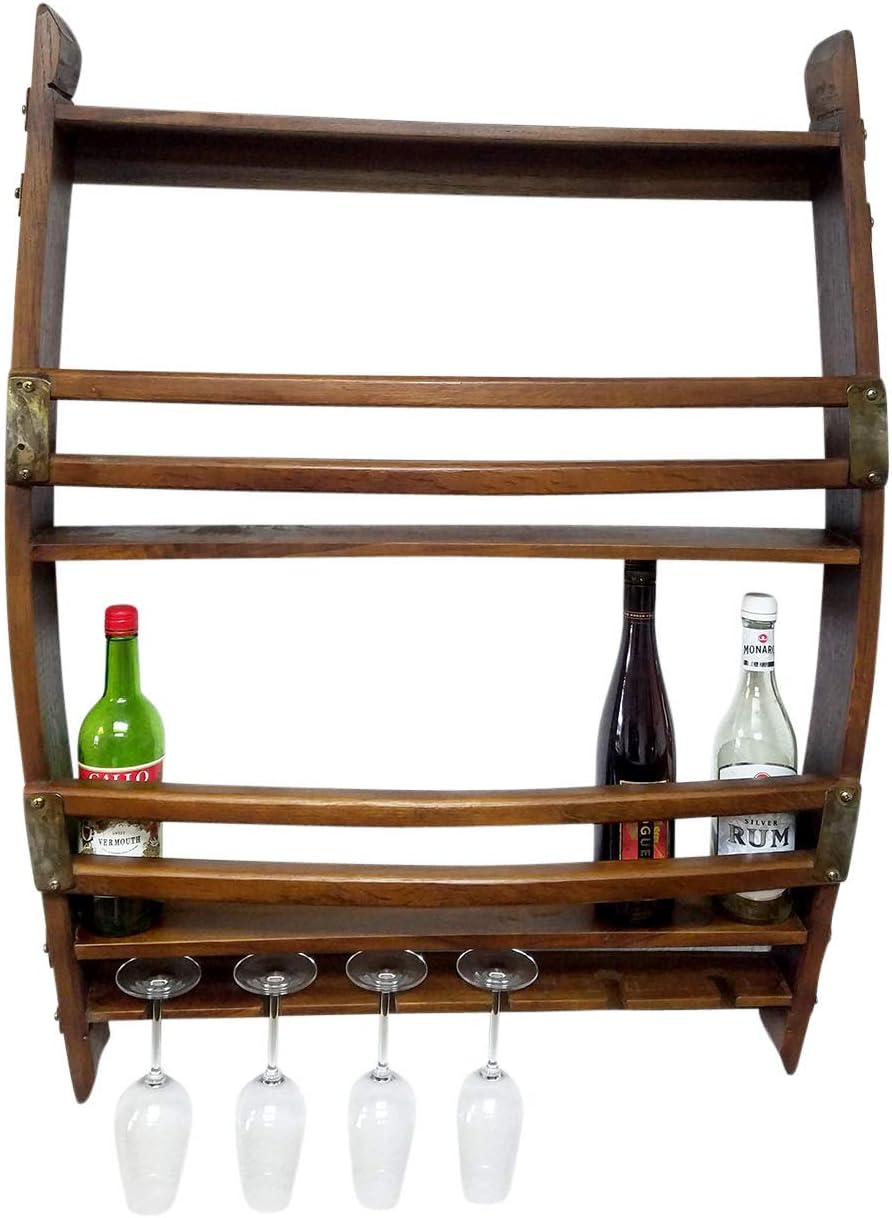 Wall Mounted Wine Barrel Wine Rack 30" W x 5" D x 37" H