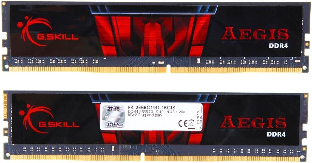 G.SKILL Aegis, 16GB (2 x 8GB) DDR4-2666MHz 288-Pin CL19 Desktop Memory thumbnail 2