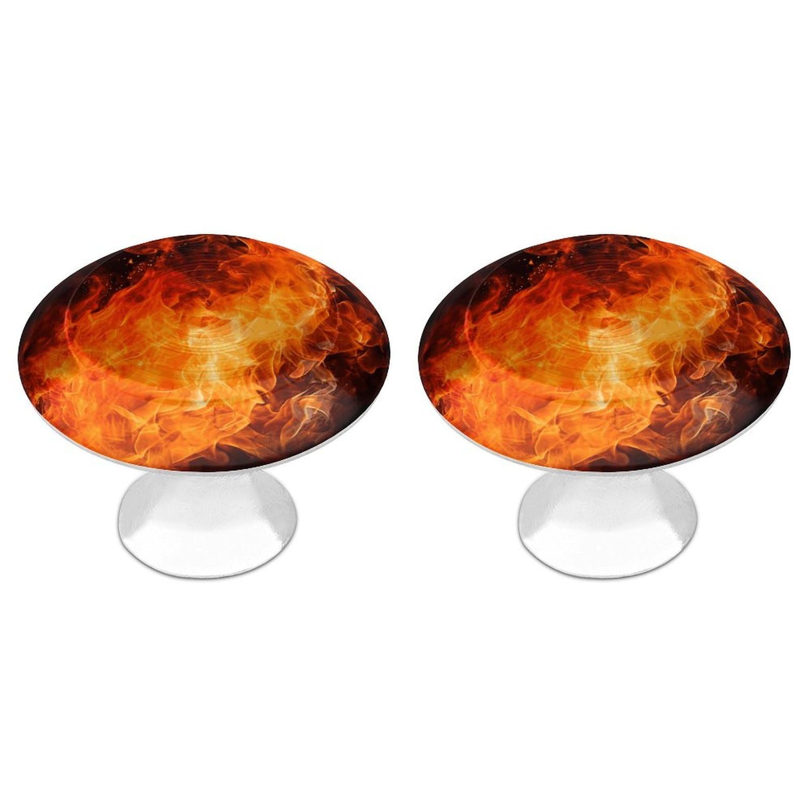 FekiLoot Roaring Flame Cabinet Knob 2 Pack Mini Round Drawer Pulls Stainless Steel Dresser Drawer Knobs Kitchen Drawer Hardware for Bathroom Dresser Closet Door Knobs