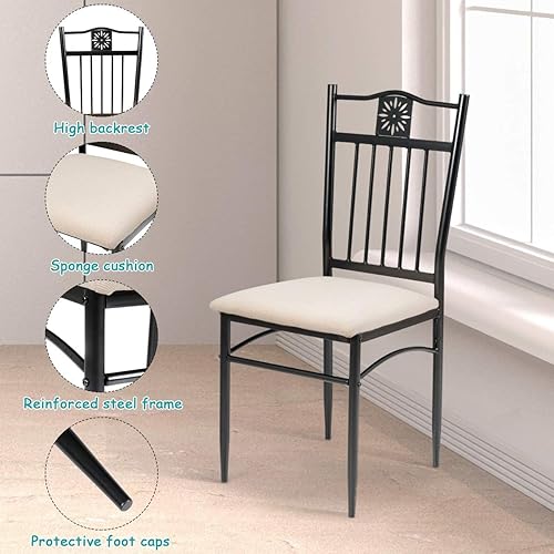 Miniatura 4 de Tangkula Juego de mesa y sillas de comedor de 5 piezas estilo retro vintage con marco de metal acolchado para el hogar cocina comedor muebles