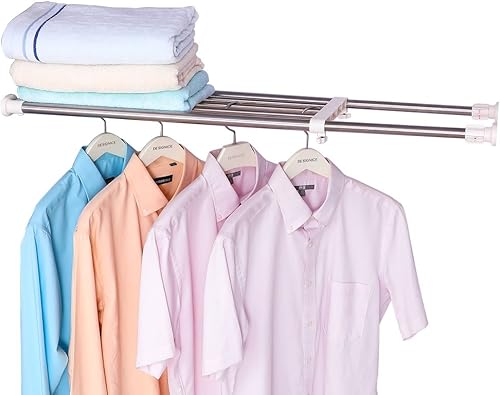 Hershii Estante de tensión extensible para armario, estante de almacenamiento ajustable, resistente organizador de bricolaje divisor para armario,