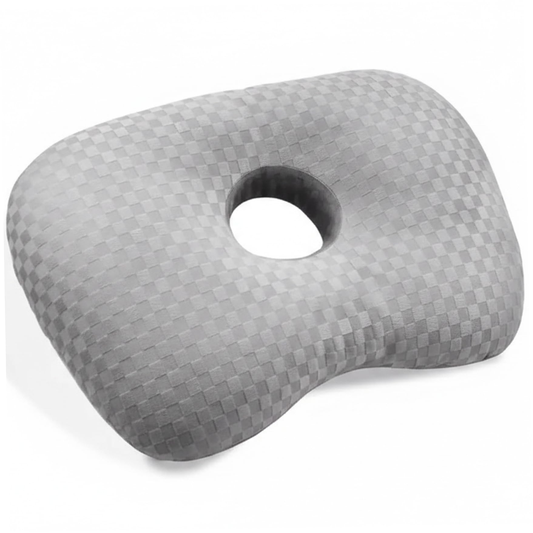Bemonew Ear Piercing Pillow, Ear Piercing Pillow, With Hole - O-shaped Hollow Design To Protect Pierced Ears, Checkered Gray Fabric Side Sleeping