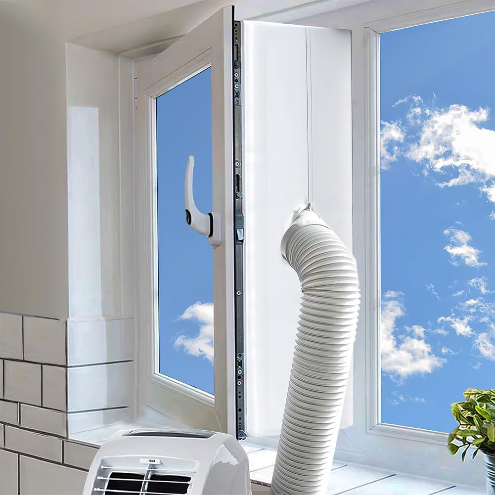 HEADBOARD Portable Air Conditioner Window Seal Kit 300cm AC Window Vent for Universal Casement,Waterproof Air Exchange Guard No Drilling with Double Zipper