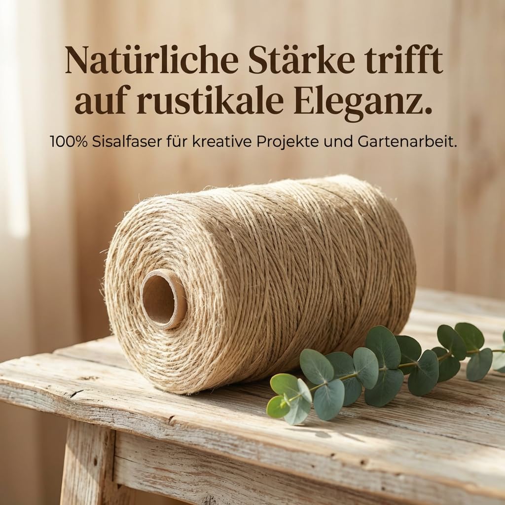 Sisalgarn 2mm 1500m Naturschnur Bindegarn Paketschnur Garten Basteln