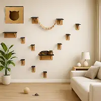 BOXFAN Playground para Gatos 12 Peças Parquinho para Gato Ponte Nichos e Prateleiras Escada Toca Casinha Diversão Felina Antiestresse Mdf Circuito Suspenso de Parede