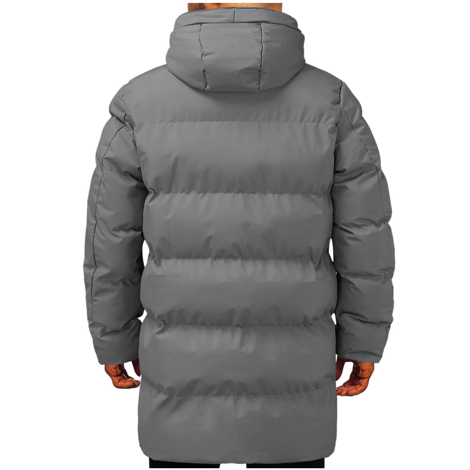 Piumino da uomo, caldo, lungo, trapuntato, autunno e inverno, termico, con cappuccio, tinta unita, leggera, giacca invernale comoda, calda trapuntata
