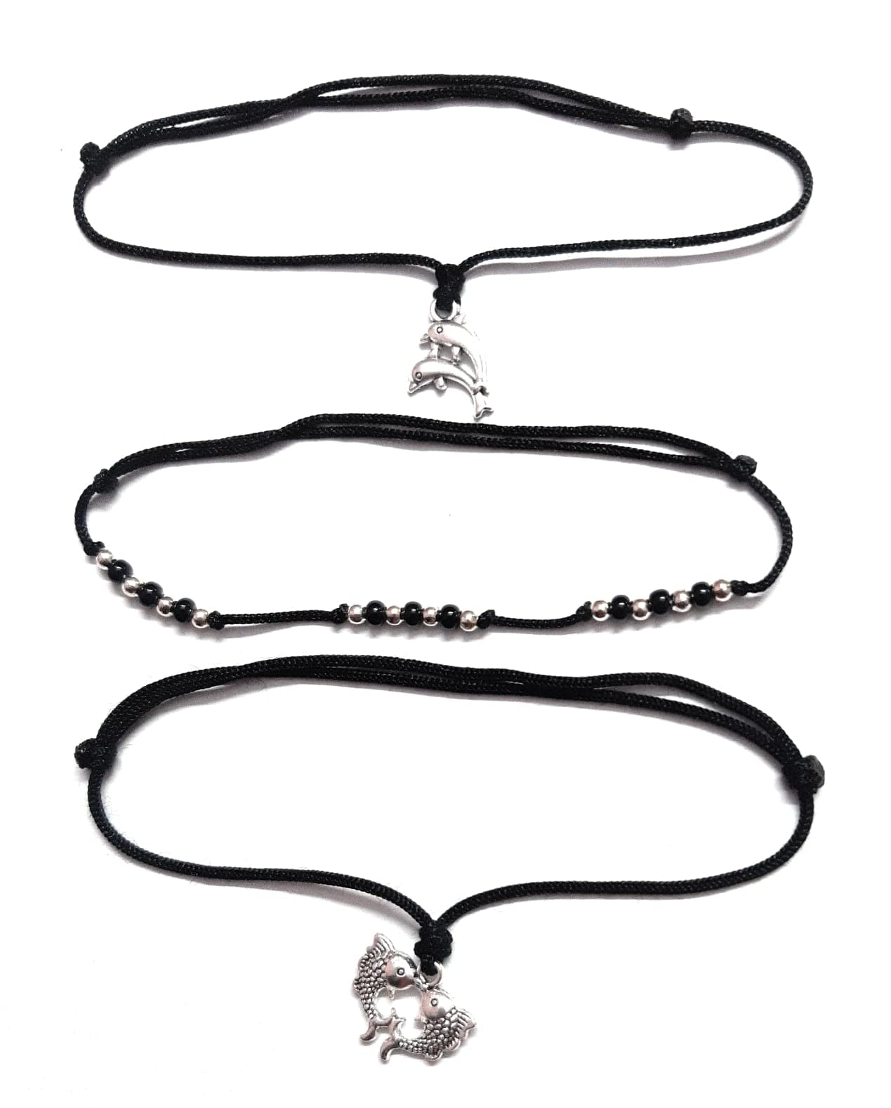 MANMORA New black thread silver anklet for girls|women|teenagers pack of 3 (B0BS3YX36W) Amazon Price History, Amazon Price Tracker