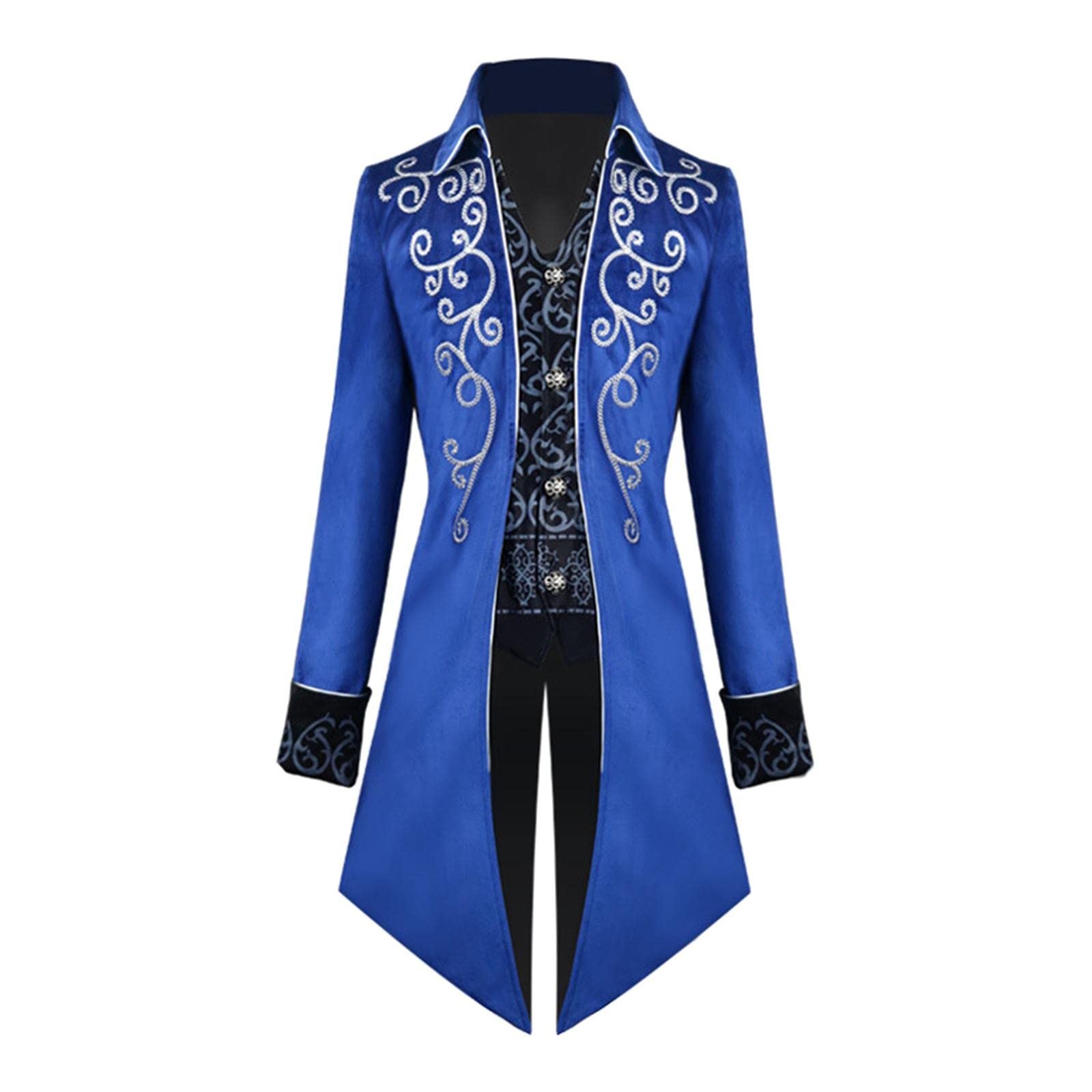 Male Medieval Tailcoat Steampunk Lapel Overcoat Trench Coat Jacket Blue M Clothing Shoes & Accessories | Costumes Reenactment Theater | Costumes | Men-image-26