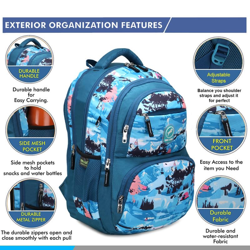 Image of Chris & Kate Premium 32 L Multi-Print School Bag for Boys Girls and Kids Spacious Interiors Casual Backpack Perfect for School, College, Everyday Use Includes Free Stationery Pouch and Rain Dust Cover