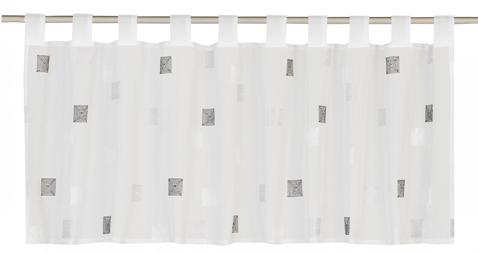 Bistrogardine Salon 06 – Scheibengardine 48 X 140 Cm, Halbtransparent, Mit Floraler Stickerei, Weiß-braun