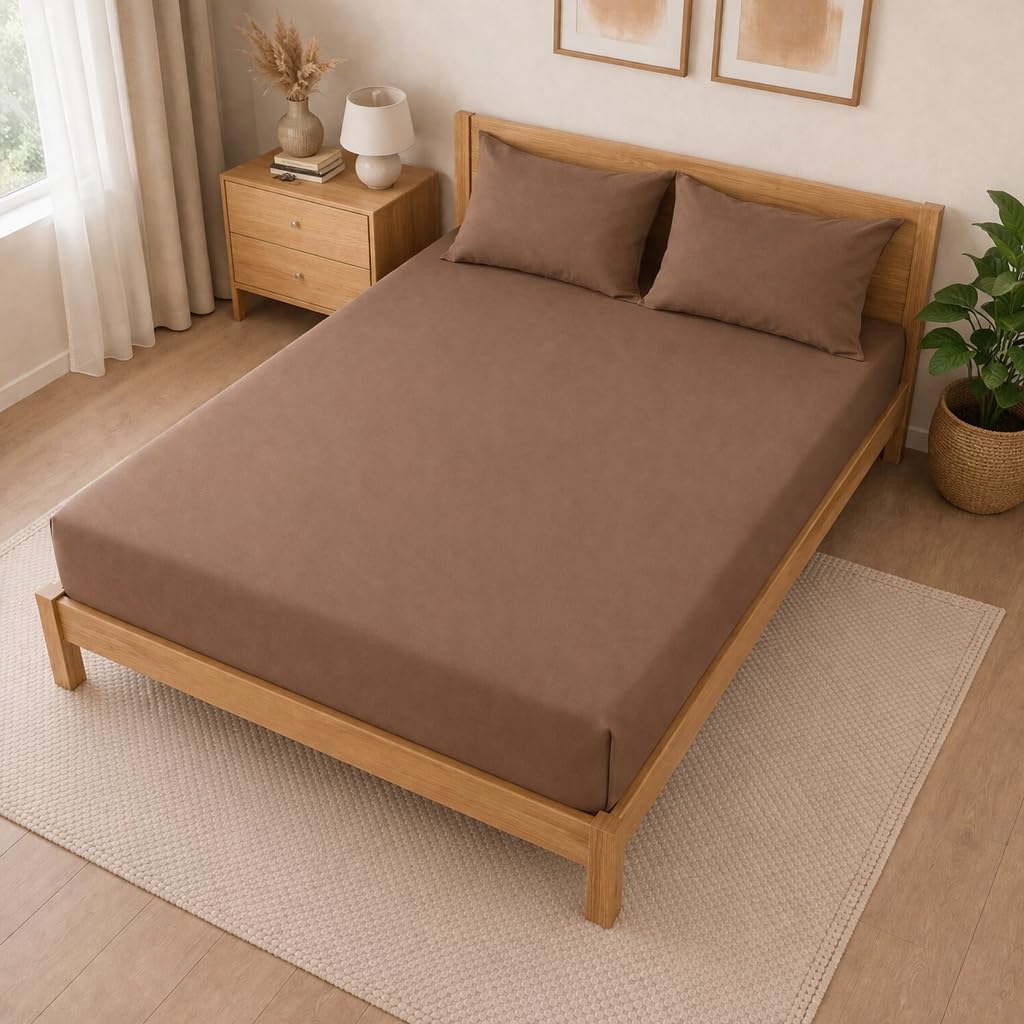 King Size Cotton Fitted Bedsheets - Coco Color -2