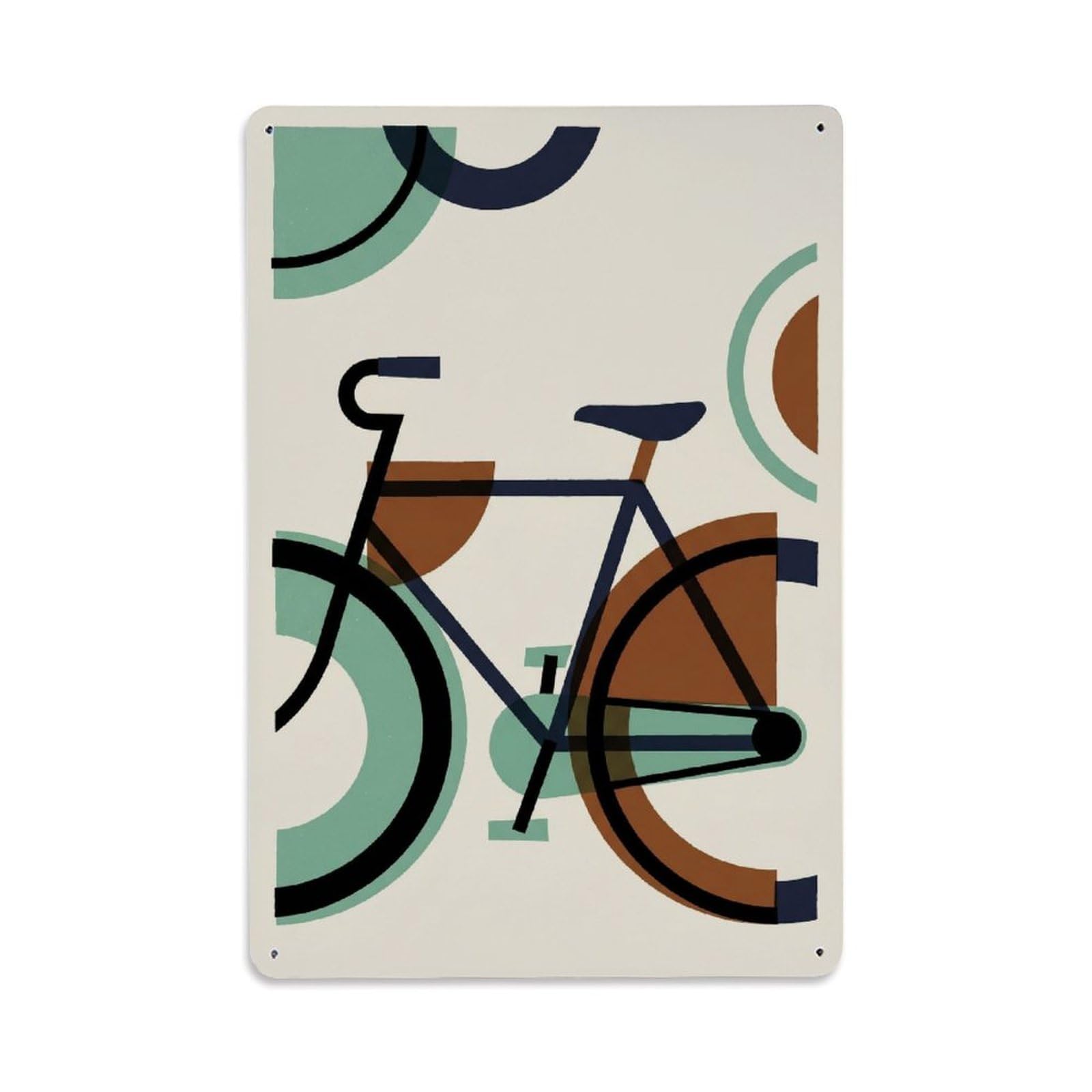Colorblock Bicycle Geometry Cycling Culture City Ride Metal Tin Sign Plaque Wall Decor for Cafe, Man Cave, Club Bar, Office, Home Garden Round Metal Poster 8x12Inch