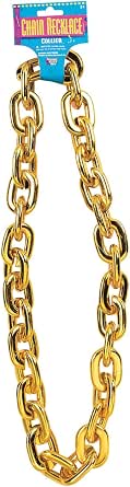 Jumbo Gold Chain Costume Necklace - 90s Hip Hop Rapper Faux Gold Accessory